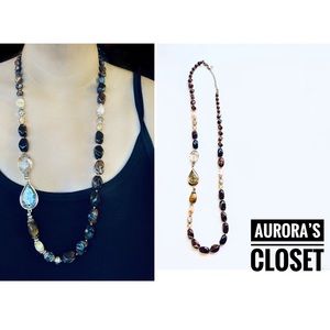 Sara Bella Chunky Bead Necklace Glass Brown